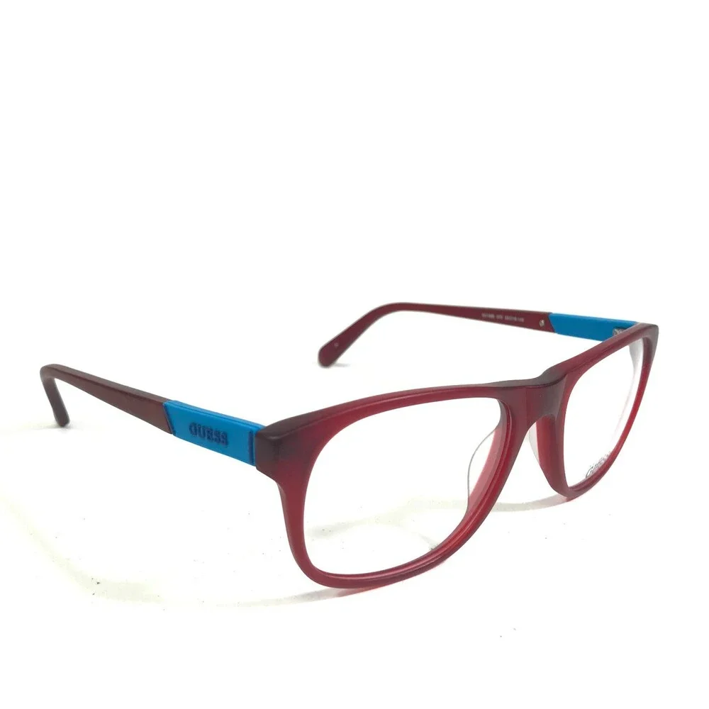 Guess Eyeglasses Frames GU1866 070 Blue Matte Red Square Full Rim 53-18-145